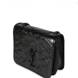 Yves Saint Laurent Niki Mini Black Textured Shoulder Bag. 7.5” Length